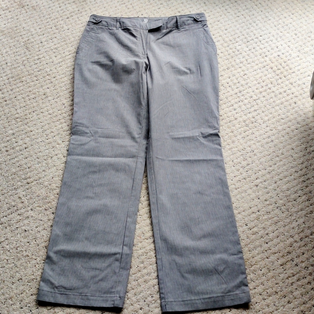 NWOT Liz Claiborne cotton grey striped women pants straight